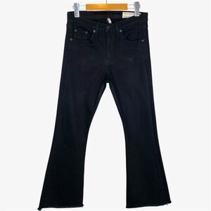 RAG & BONE 10" Crop High Rise Flare Raw Hem Jeans - Black - Size  27